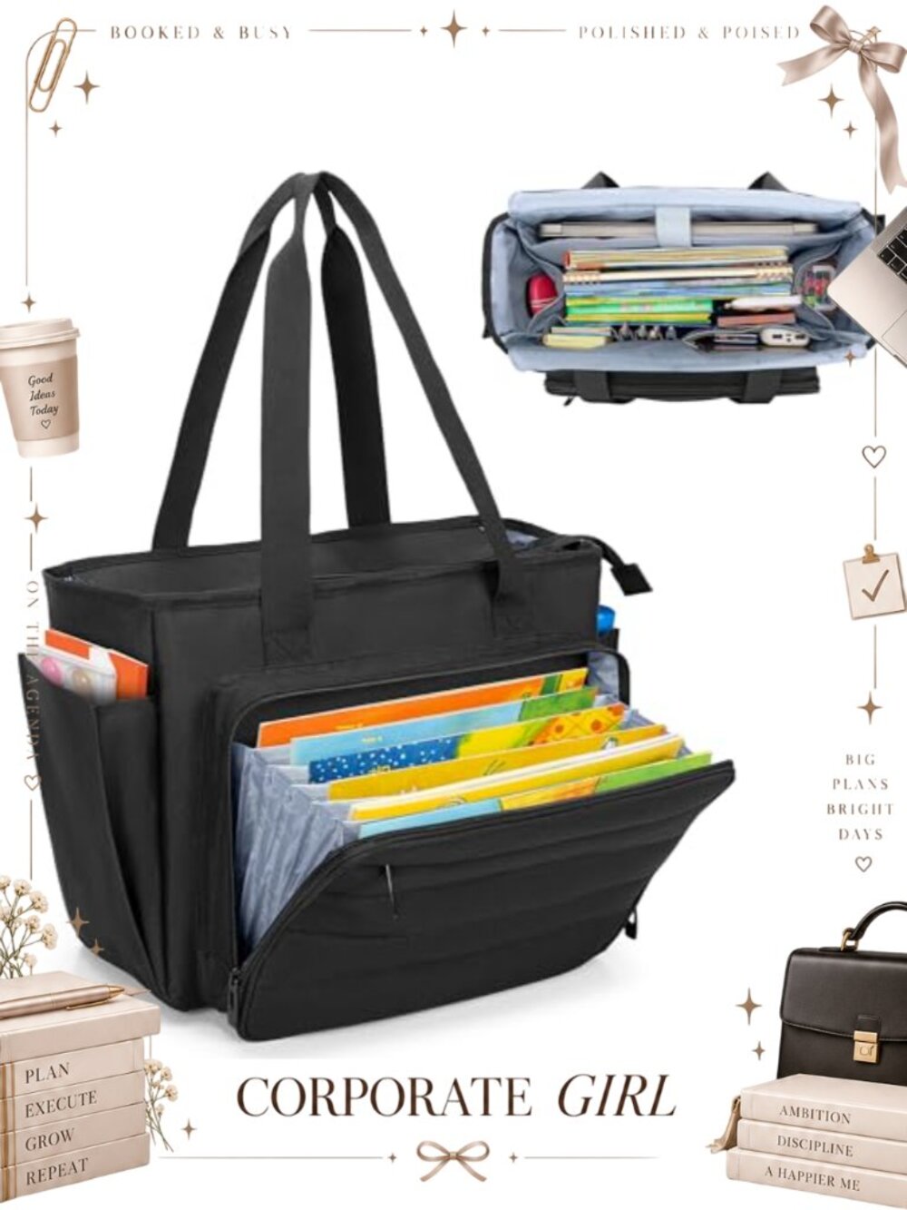 Large Teacher Tote Bag Laptop Messenger Briefcase Nylon Work